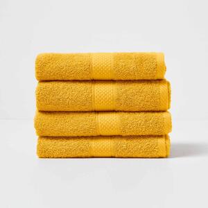 Turkish Cotton Hand Towel Set of 4, Ochre