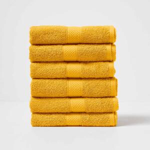 Turkish Cotton Hand Towel Set of 6, Ochre