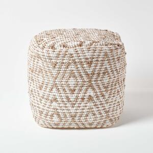 Sierra Natural Diamond Pattern Hemp Square Bean Filled Pouffe, 40 cm