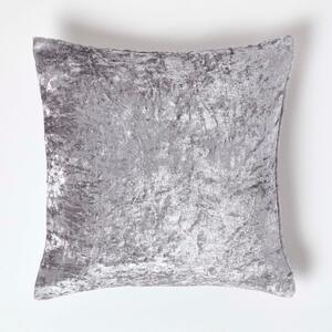 Homescapes Silver Luxury Crushed Velvet Cushion Cover, 45 x 45 cm