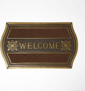 Homescapes Gold Ornate Welcome Door Mat with Curved Edge, 75 x 45 cm