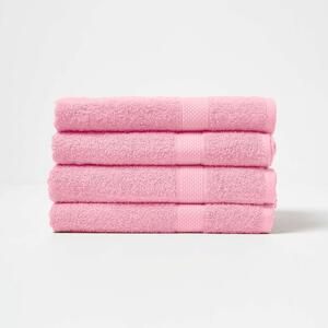 Homescapes Pink Bath Towel Set of 4 Turkish Cotton