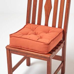 Orange Cotton Dining Chair Booster Cushion Firm 10cm Thick Seat Pad