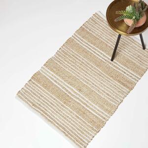 Homescapes Handwoven Natural Jute Rug with Stripes, 60 x 90 cm