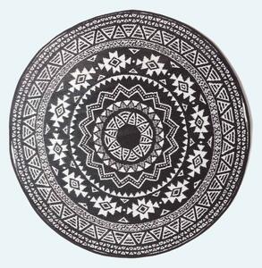 Homescapes Black and White Motif Round Outdoor Rug 180cm Circular Rug