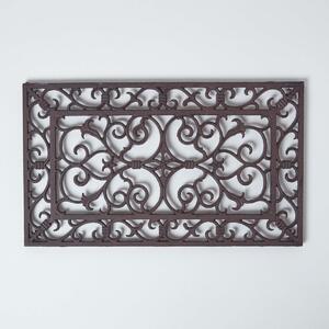 Homescapes Cast Iron Door Mat Brown Rectangular Parisian Design