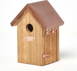 Homescapes Real Wood Bird Box House Nesting Box with Copper Roof