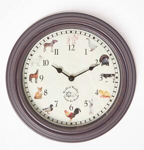 Homescapes Farm Animal Wall Clock with Animal Sounds Chime