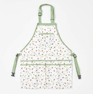 Homescapes Green Ladies Gardening Apron with Pockets Floral Bee Design