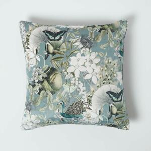 Homescapes Floral Butterfly Garden Grey Velvet Cushion 46 x 46 cm