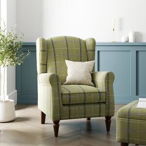 Oswald Check Armchair Green Olive