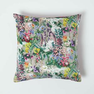 Homescapes Floral Botanical Garden Purple Velvet Cushion 46 x 46 cm