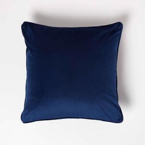 Homescapes Navy Blue Velvet Cushion 46 x 46 cm Insert Included