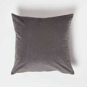 Homescapes Grey Velvet Cushion 45 x 45 cm with Cushion Insert