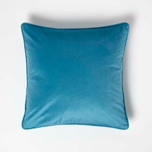 Homescapes Turquoise Green Velvet Cushion 46 x 46 cm Insert Included