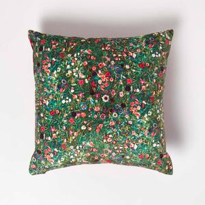 Homescapes Floral Klimts Italian Garden Pink Velvet Cushion 46 x 46 cm