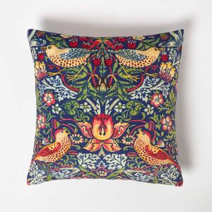 Homescapes Navy William Morris Strawberry Thief Velvet Cushion