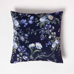 Homescapes Midnight Garden Floral Purple Velvet Cushion 46 x 46 cm