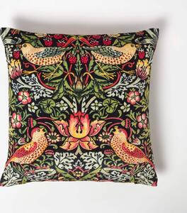 Homescapes Black William Morris Strawberry Thief Velvet Cushion