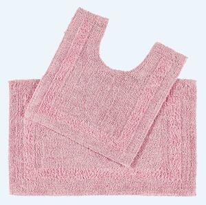 Homescapes Luxury Reversible Bath Mat Set - Blush Pink