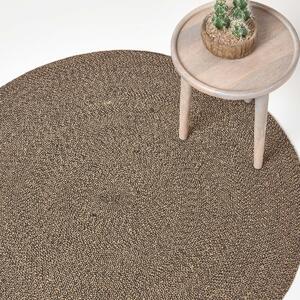 HOMESCAPES Linen and Black Melange Round Rug, 150cm Round