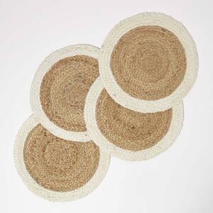 Homescapes Natural & Cream Jute Placemats Set of 4, 40 cm Round