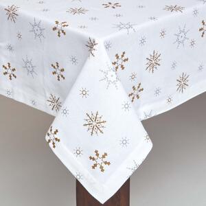 Homescapes Cotton Christmas Gold Snowflake Tablecloth, 54 x 54 Inches