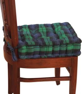 Red Tartan Dining Chair Booster Cushion Firm 10cm Thick Seat Pad