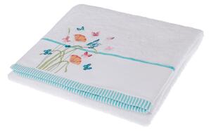 Homescapes Floral Butterfly Embroidered White Bath Towel 100% Cotton