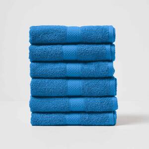 Homescapes Cobalt Blue Hand Towel Set of 6 Turkish Cotton