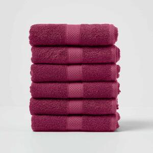 Homescapes Burgundy Hand Towel Set of 6 Turkish Cotton