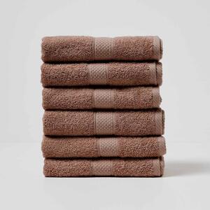 Homescapes Chocolate Hand Towel Set of 6 Turkish Cotton