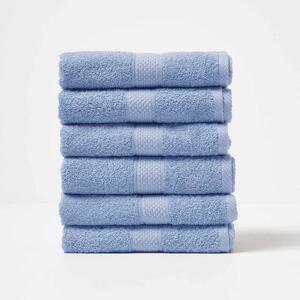 Homescapes Light Blue Hand Towel Set of 6 Turkish Cotton