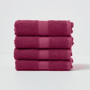 Homescapes Burgundy Hand Towel Set of 4 Turkish Cotton