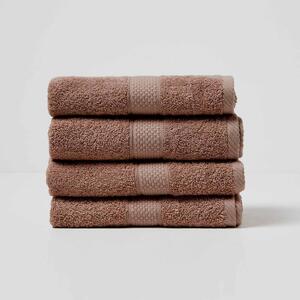 Homescapes Chocolate Hand Towel Set of 4 Turkish Cotton