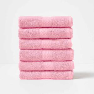 Homescapes Pink Hand Towel Set of 6 Turkish Cotton