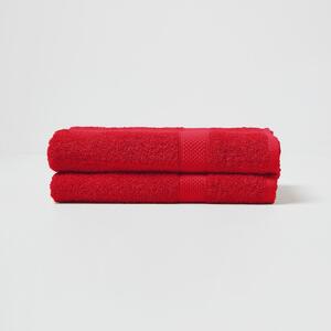 Homescapes Red Bath Towel Set of 2 Turkish Cotton