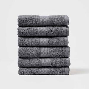 Homescapes Grey Hand Towel Set of 6 Turkish Cotton