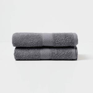 Homescapes Grey Hand Towel Set of 2 Turkish Cotton