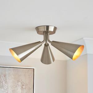 Cone 3 Light Ceiling Fitting Silver