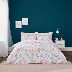 Mai Hummingbird Duvet Cover and Pillowcase Set Pink/Blue/White