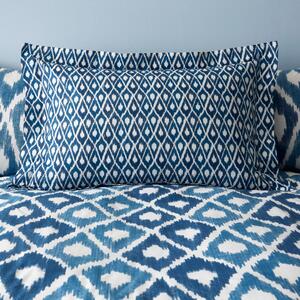 Ayla Ikat Blue 100% Cotton Oxford Pillowcase Blue/White