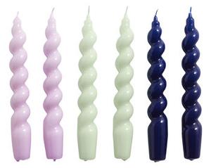 Spiral Long candle - / Set of 6 - H 19 cm by Hay Multicoloured