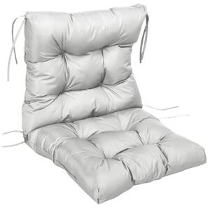 Outsunny Garden Back Chair Cushion, Comfortable Patio Seat Cushion Pad with Backrest for Outdoor & Indoor Use, Light Grey Aosom UK