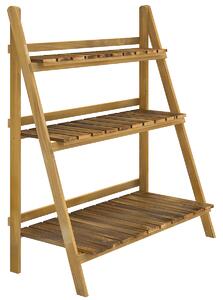 Outsunny Wooden 3 Tier Folding Flower Pot Stand, Garden Planter Display Ladder, Herb Rack, Natural Aosom UK