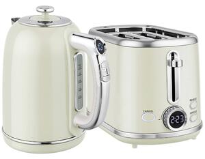 HOMCOM Polished Retro 40-100°C Kettle and Toaster Set - Grey