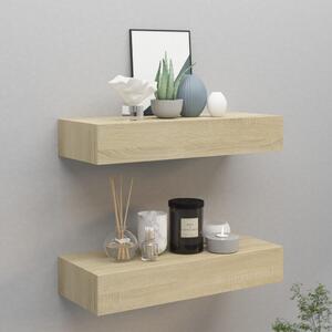 Wall-mounted Drawer Shelves 2 pcs Oak 60x23.5x10cm MDF