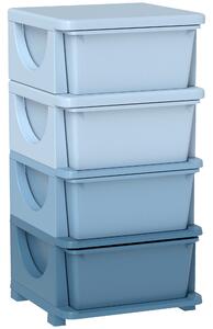 HOMCOM Four-Tier Kids Storage Boxes, with Four Drawers - Blue