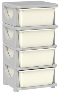 HOMCOM Four-Tier Kids Storage Boxes, with Four Drawers - White