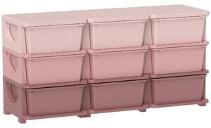 HOMCOM Kids Storage Unit, with Nine Drawers - Pink